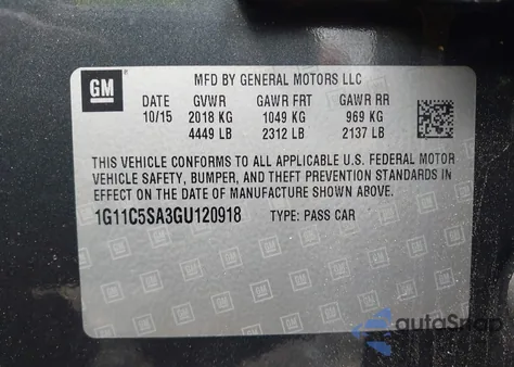 2016 Chevrolet Malibu Limited Lt z USA, uszkodzony, nr VIN 1G11C5SA3GU120918